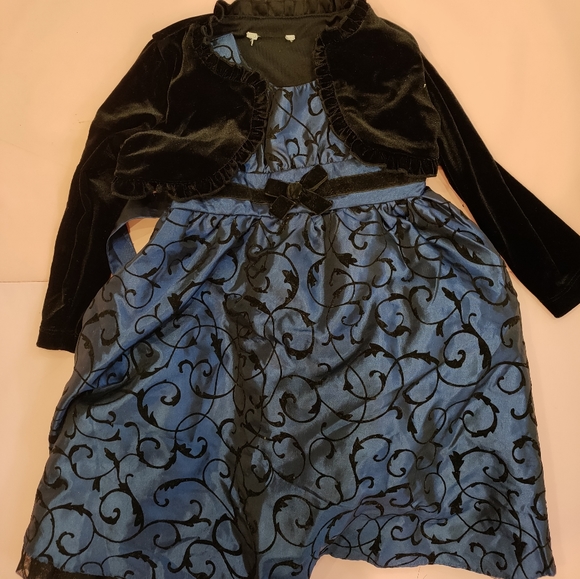 Jona Michelle baby girl Christmas black/blue formal dress set size 24m - Picture 1 of 5